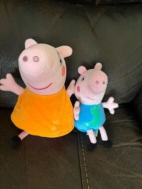 Peppa Pig Plush Toy Set - Pink Peppa & George with Orange and Blue Outfits
